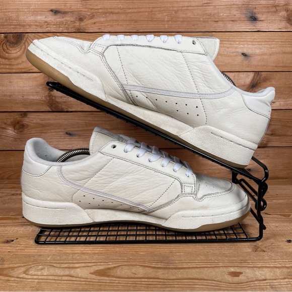 ADIDAS Originals Continental 80 Trainers Sz UK 9 Men Beige Leather Lace Up Shoes - Picture 2 of 13